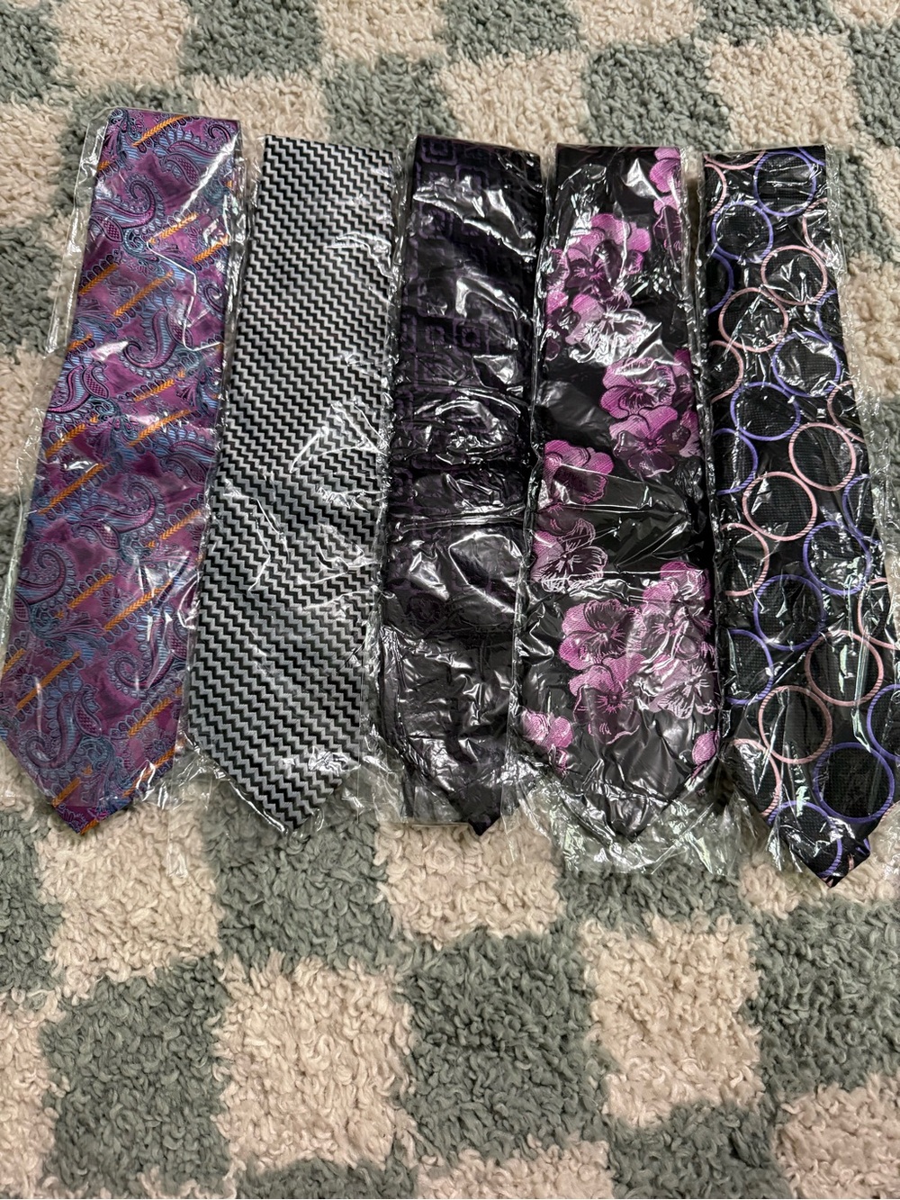 KAI LONG 100% silk handmade lot bundle of 5 men’s neckties ties workwear